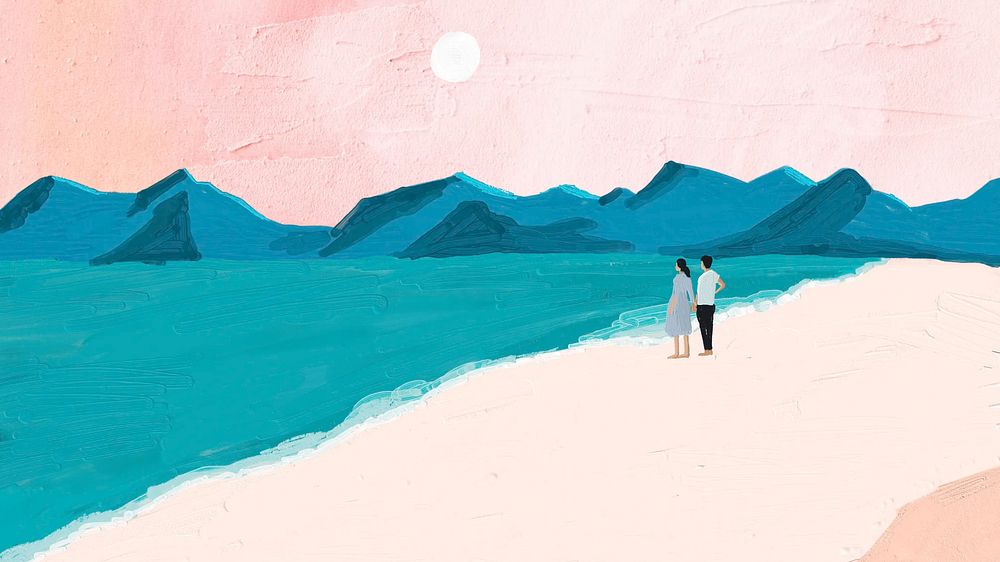 Romantic vacation desktop wallpaper, acrylic texture design