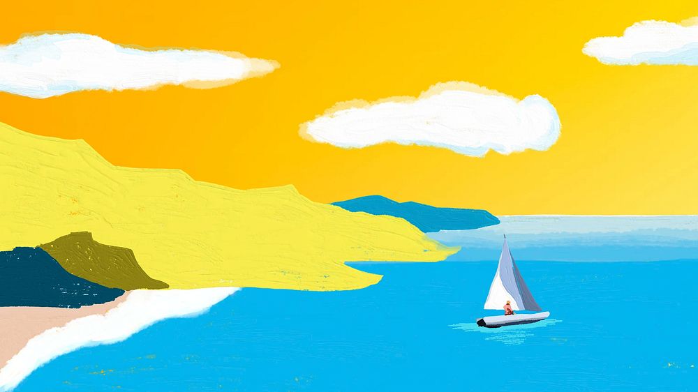 Bright abstract vacation desktop wallpaper, acrylic texture design