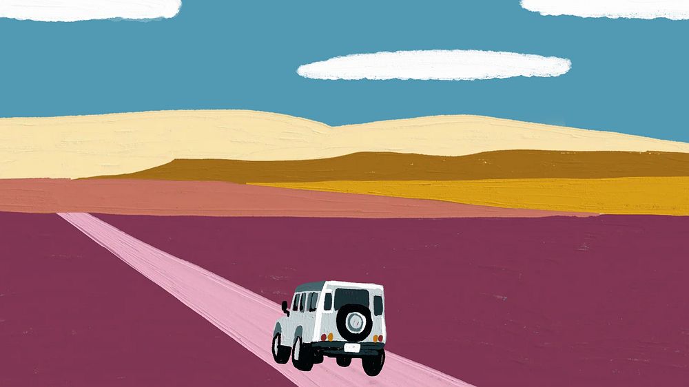 Painted road adventure desktop wallpaper, acrylic texture design