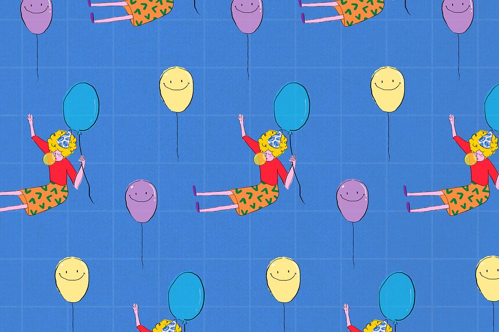 Birthday balloon, blue background design