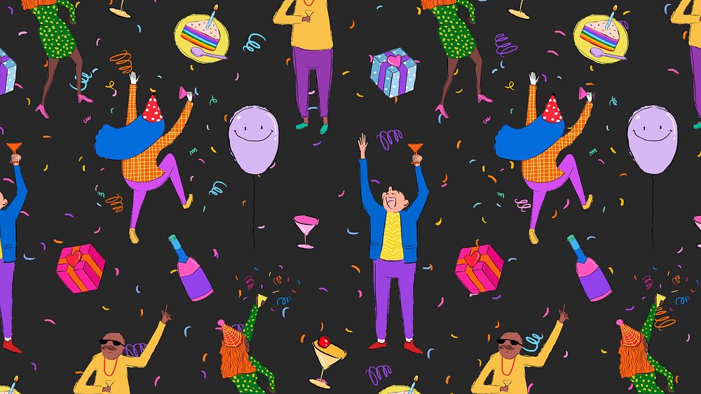 Birthday party, black computer wallpaper background