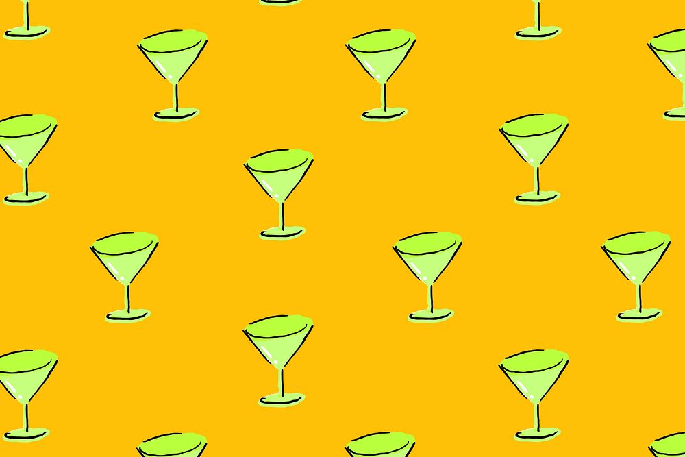Cocktail glass pattern, orange background design