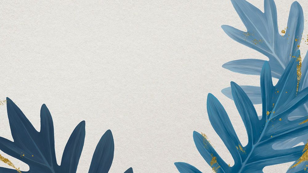 Blue xanadu leaf HD wallpaper, botanical aesthetic border