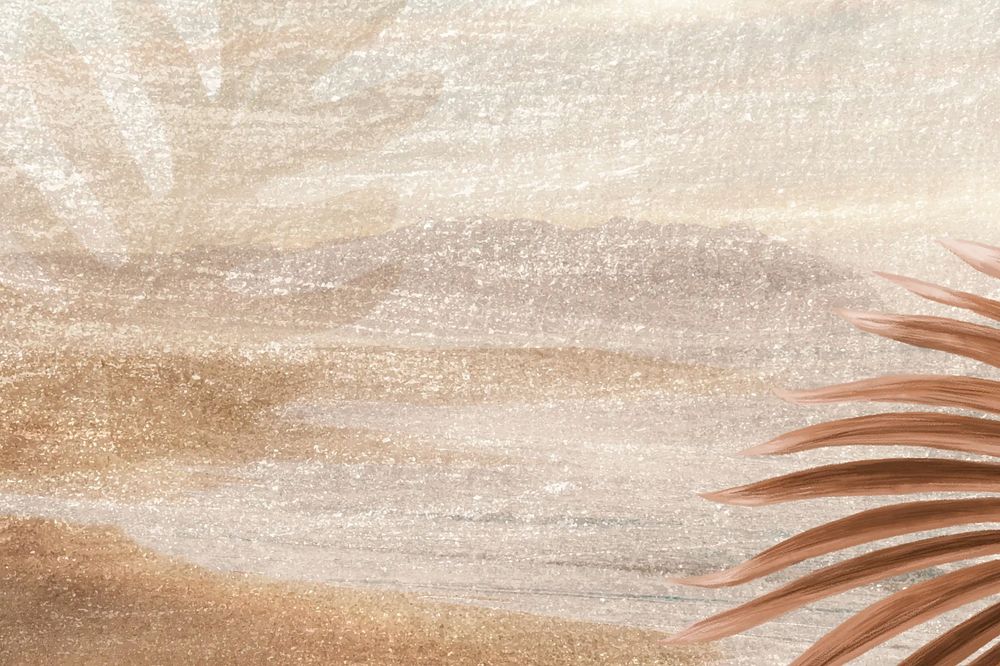 Brown sandstone texture background, palm leaf border