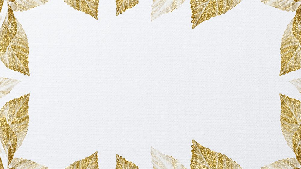 Gold leaf border HD wallpaper, white textured background