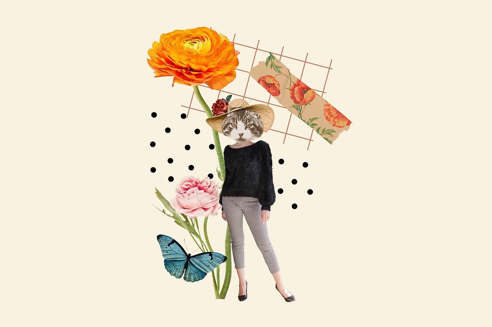 Anthropomorphic cat collage