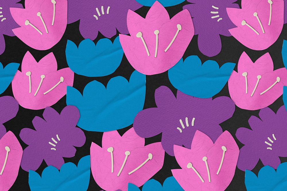 Colorful flower pattern background, paper craft design