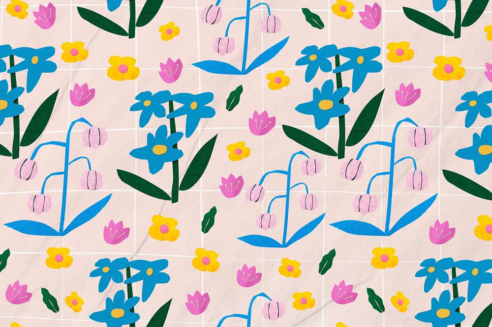 Wildflower pattern, pink background, paper craft design