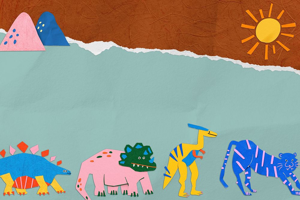 Dinosaur & animal background, paper craft design