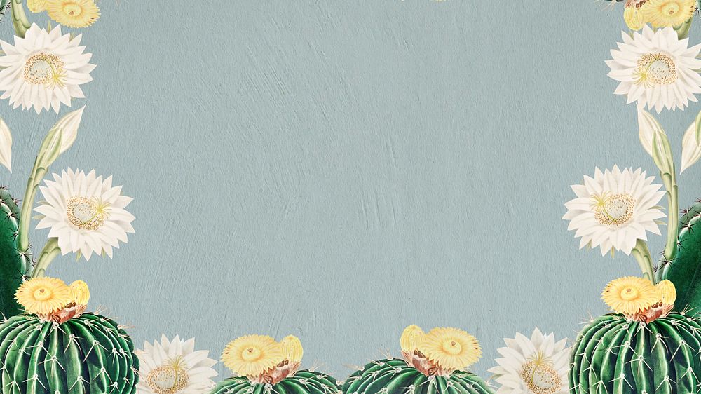 Botanical cactus border desktop wallpaper