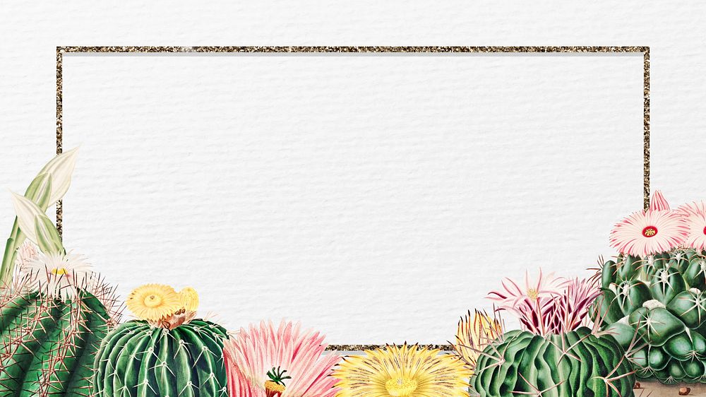 Cactus glitter frame desktop wallpaper