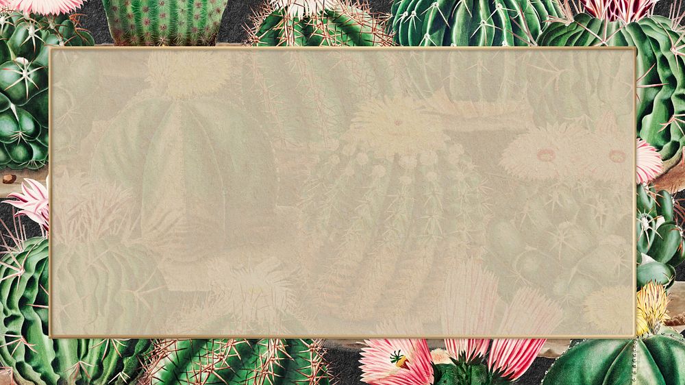 Cactus pattern frame desktop wallpaper