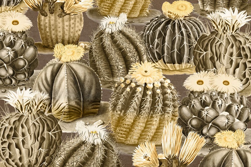 Yellow cactus pattern background design