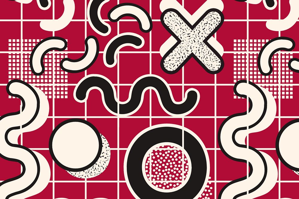 Red memphis pattern background, abstract design