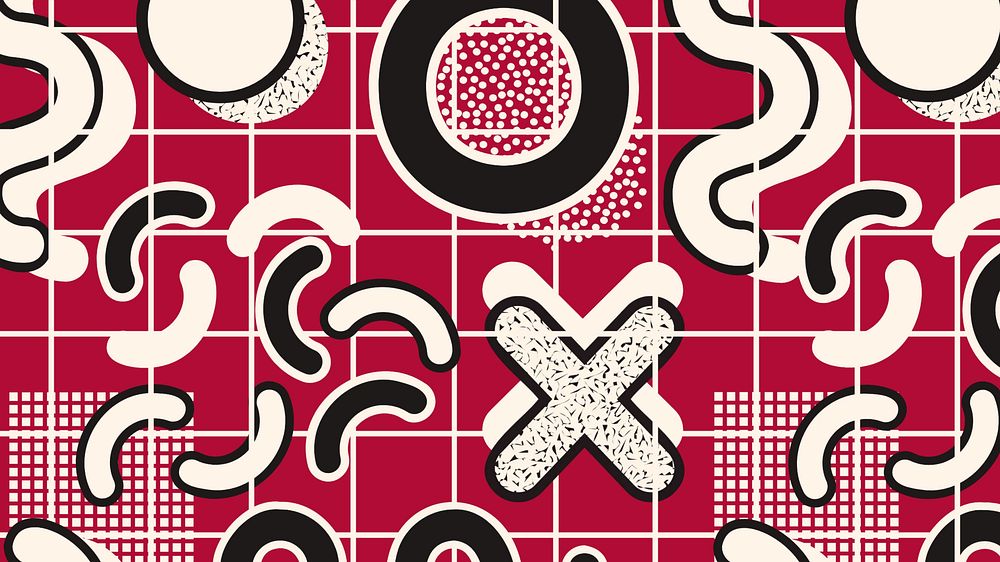 Red memphis pattern desktop wallpaper, abstract background