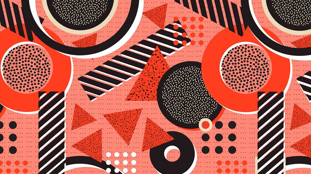 Retro geometric pattern desktop wallpaper, red abstract background