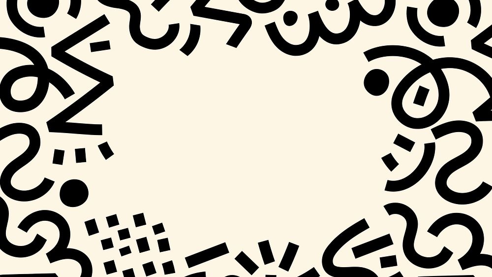 Beige abstract memphis computer wallpaper, doodle art patterned frame background