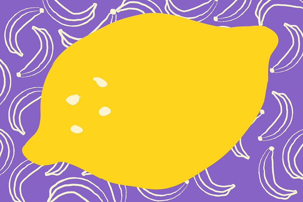 Lemon doodle background, cute fruit illustration