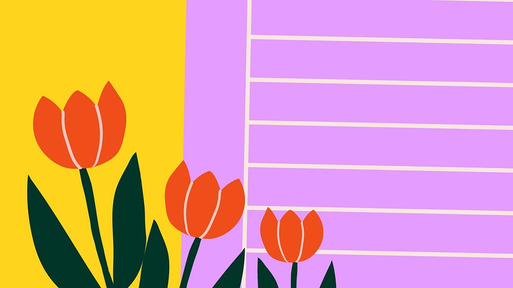 Spring computer wallpaper, tulip flower border frame
