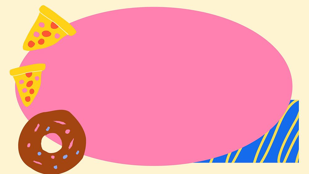 Food doodle frame, funky pink design, HD wallpaper