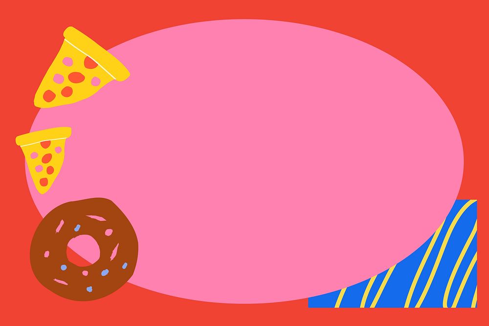Food doodle frame background, funky red design