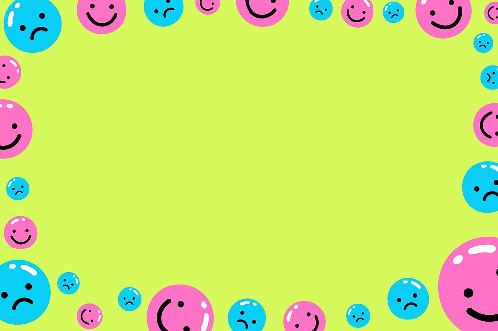 Funky emoticon frame background, colorful design