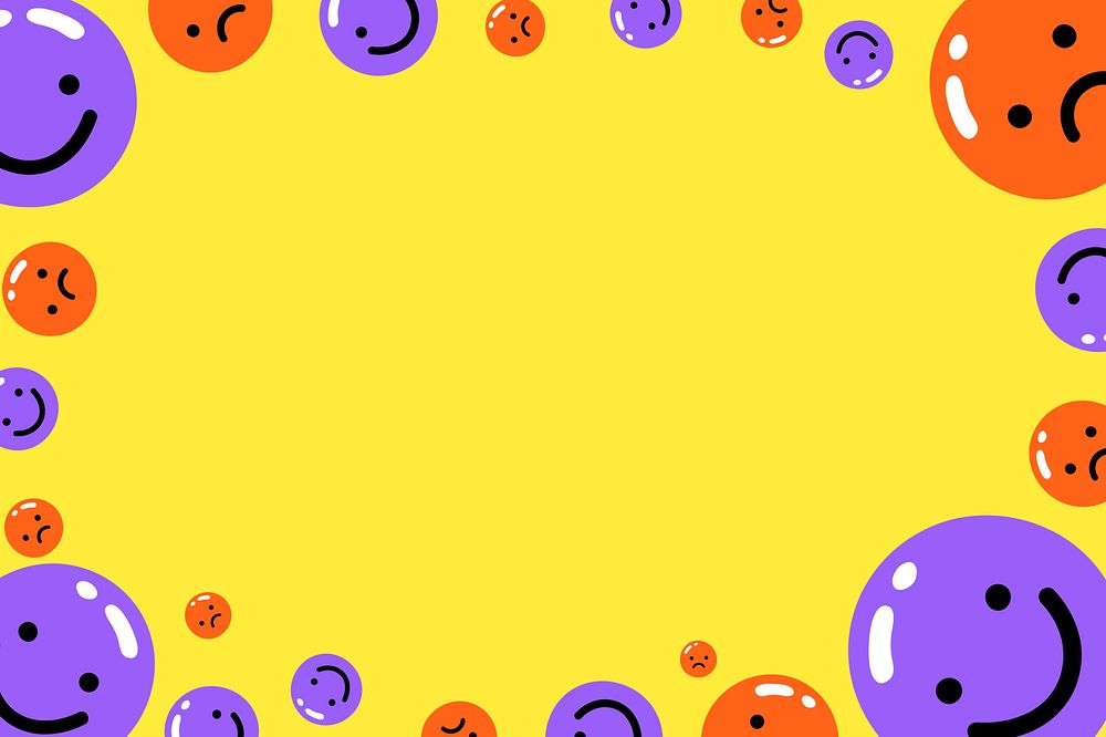 Funky emoticons frame background, colorful design