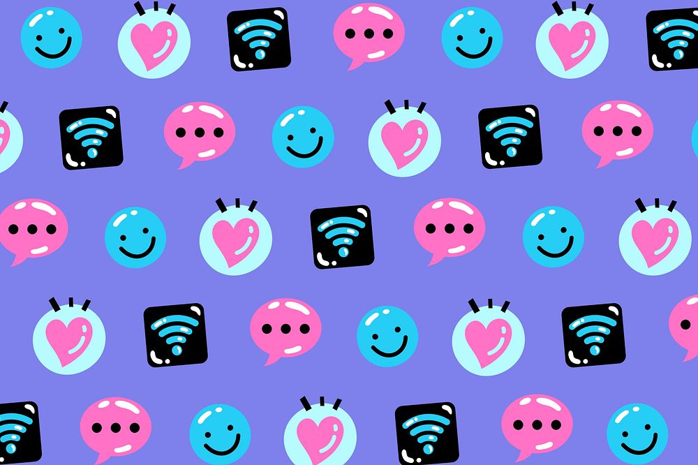 Socially active illustration pattern background, colorful design