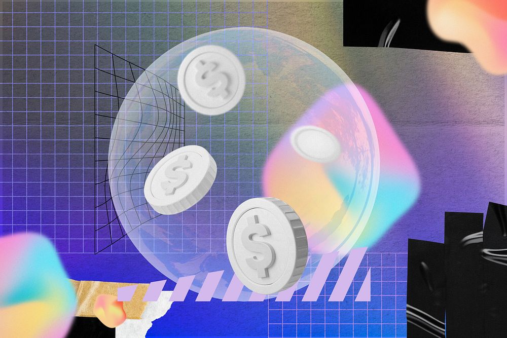 Coins in bubble, creative financial remix