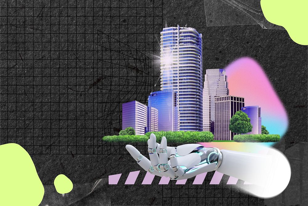 Smart city remix, robot hand image
