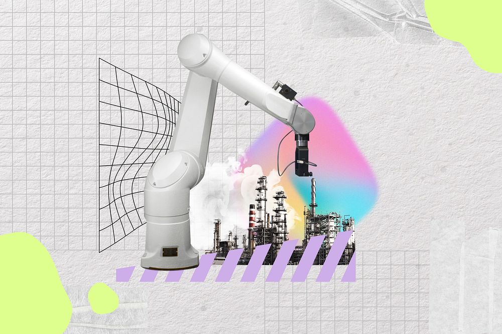 Industrial factory robot, technology remix