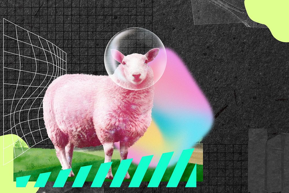 Bubble sheep, creative livestock animal remix