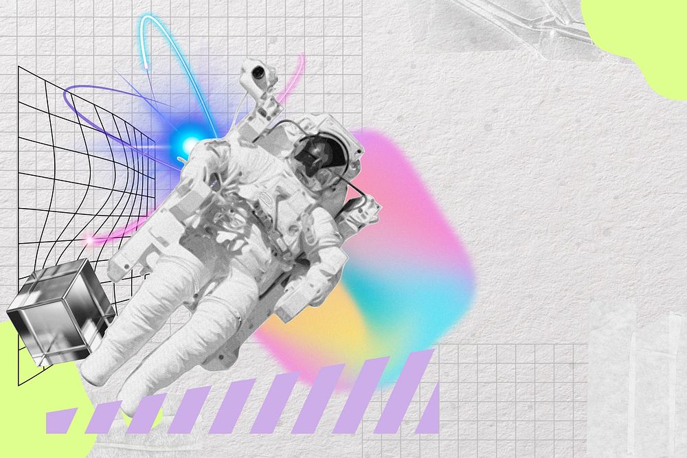 Floating astronaut, space technology remix