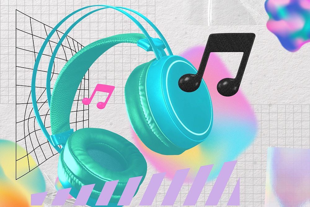 Creative music remix, green headphones image