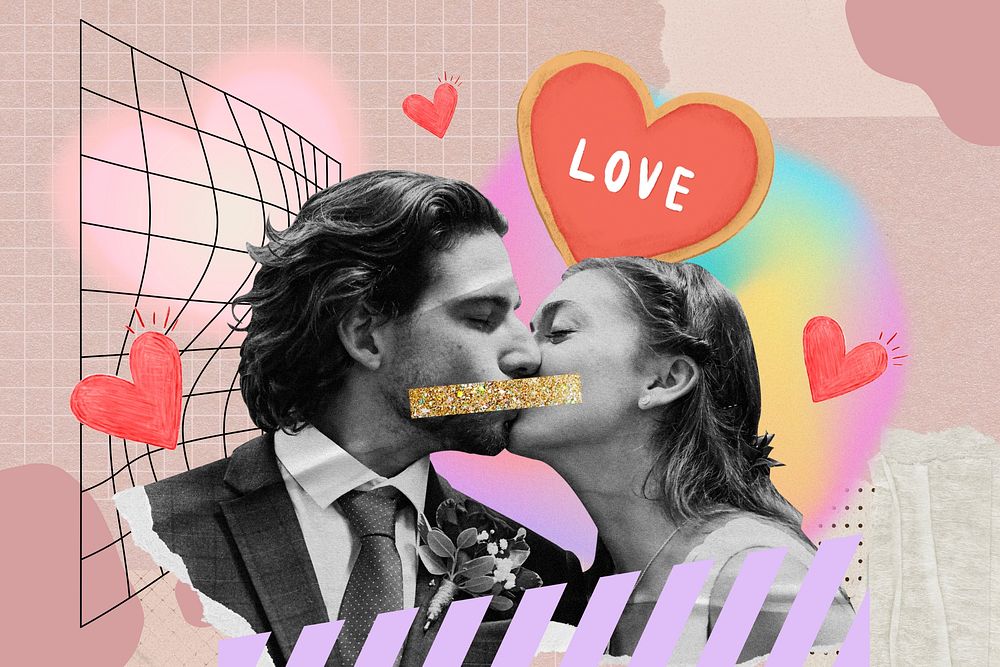 Kissing couple, creative love remix