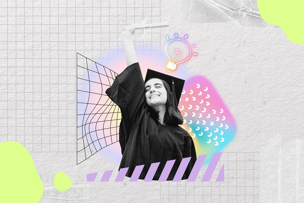 Happy graduate, creative education remix