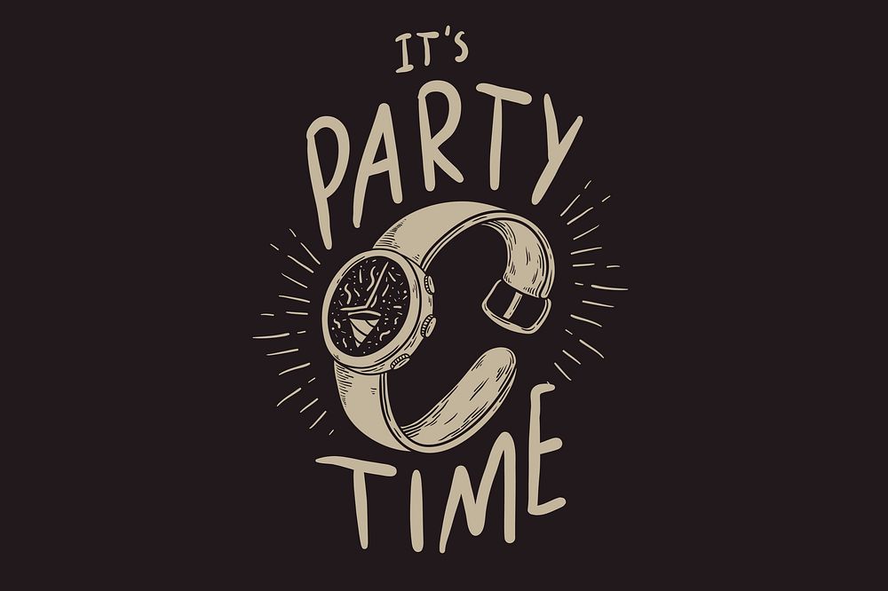 It's party time text, retro typography