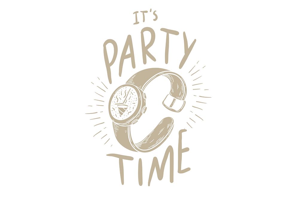It's party time text, retro typography