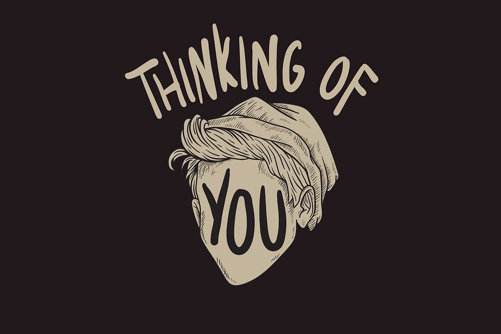 Thinking of you text, retro typography