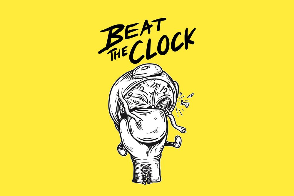 Beat the clock text, comic typography
