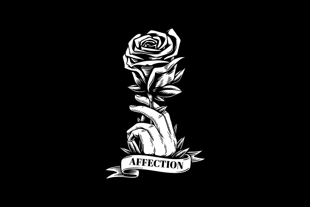 Affection word, rose illustration