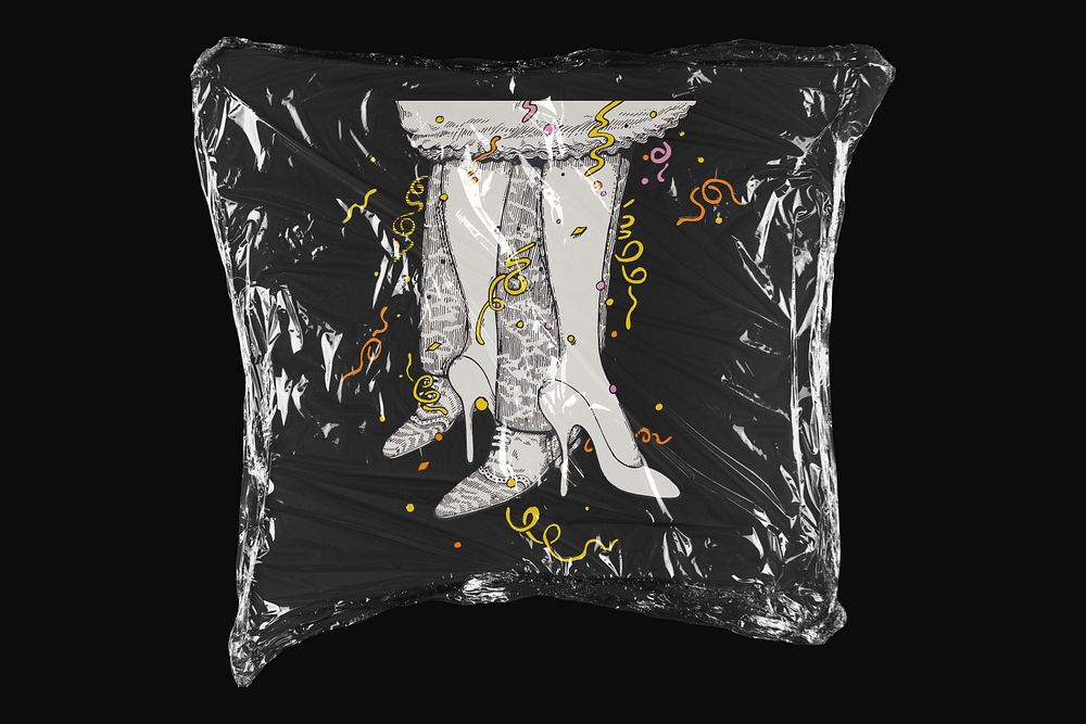 Dance couple, plastic wrap isolated on black design. Remixed by rawpixel.