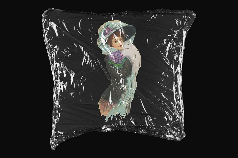 Hamilton King's Violet, plastic wrap isolated on black design. Remixed by rawpixel.