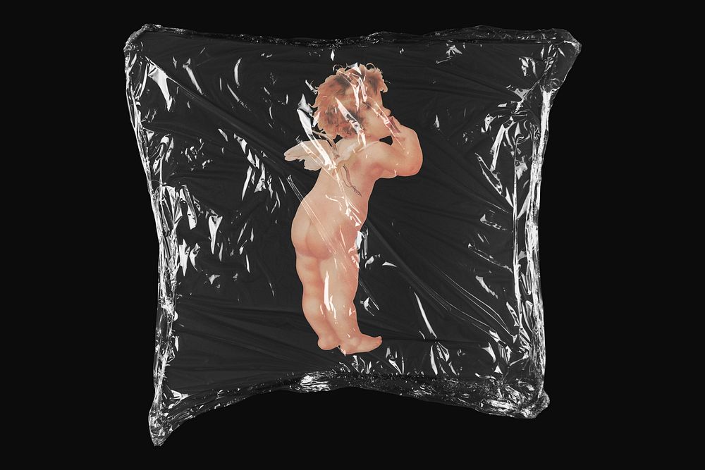 Cherub plastic wrap isolated on black design. Remixed by rawpixel.