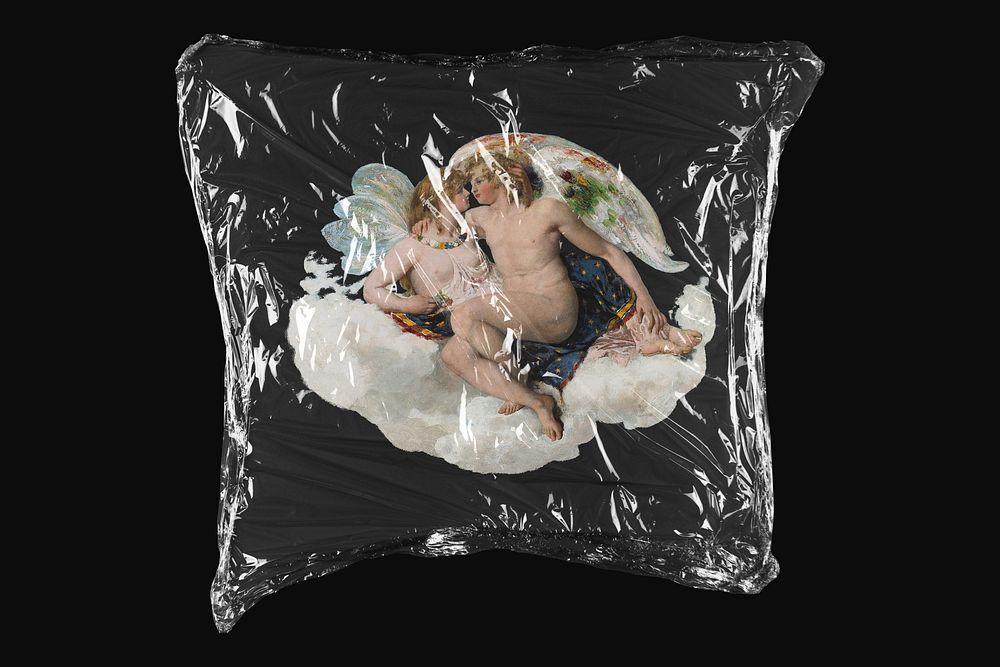 Angels plastic wrap isolated on black design. Remixed by rawpixel.