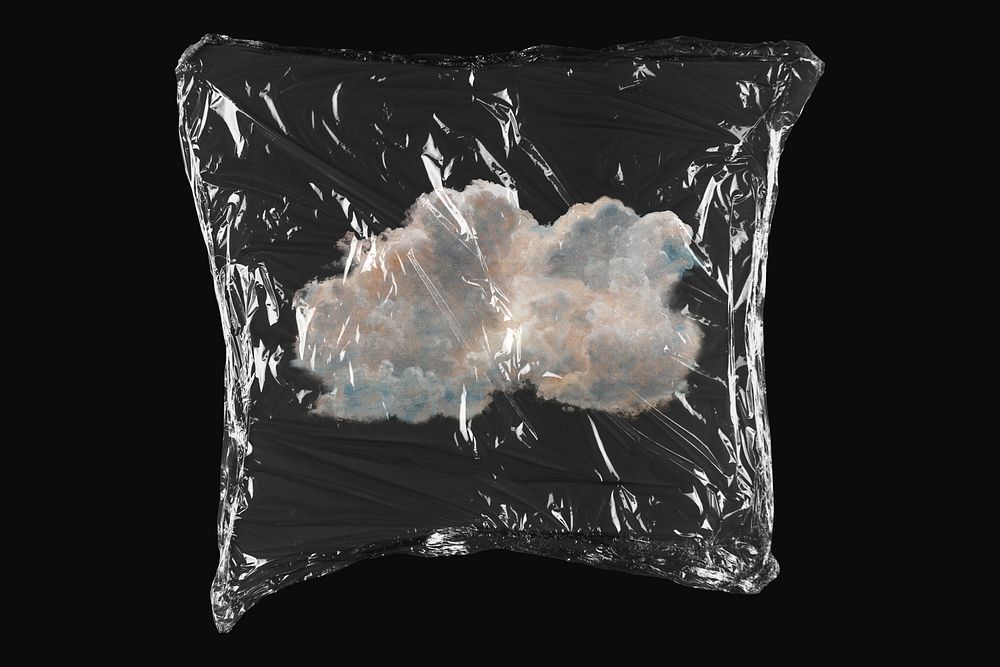 Vintage cloud, plastic wrap isolated on black design. Remixed by rawpixel.