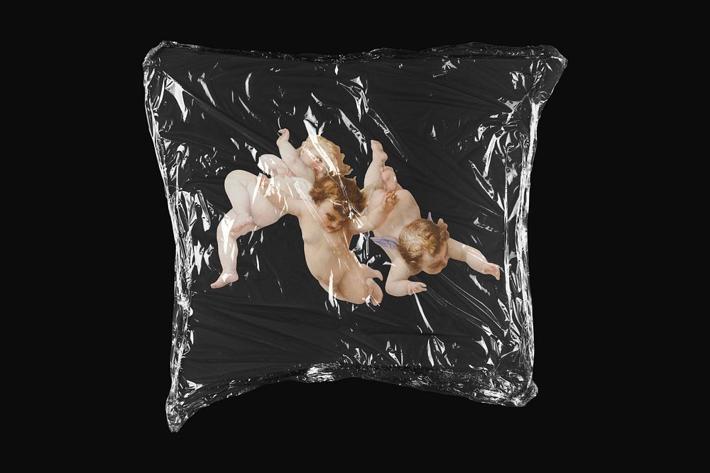 Cherubs plastic wrap isolated on black design. Remixed by rawpixel.