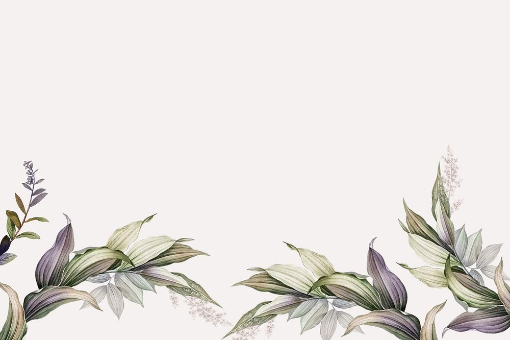 Tropical beige background, leaf border