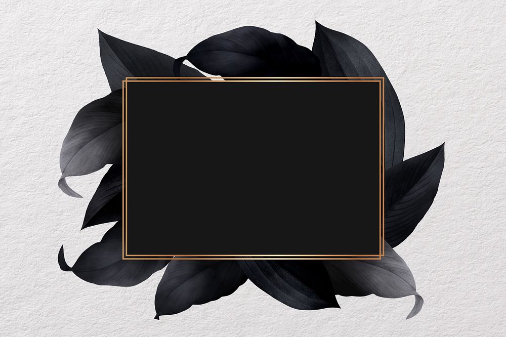 Aesthetic black leaf gold frame