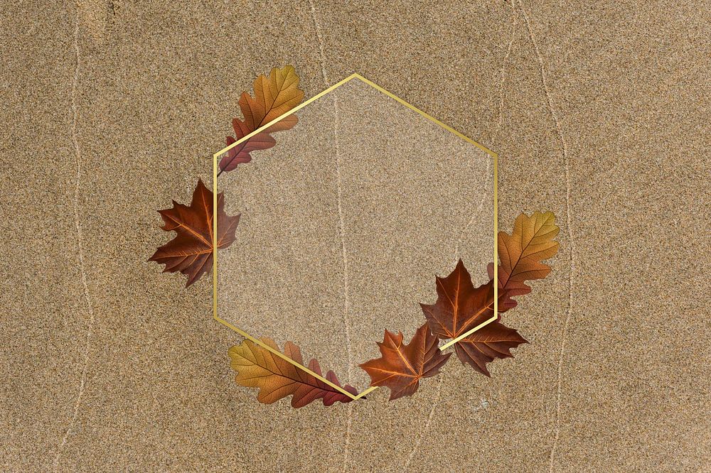 Autumn hexagonal gold frame